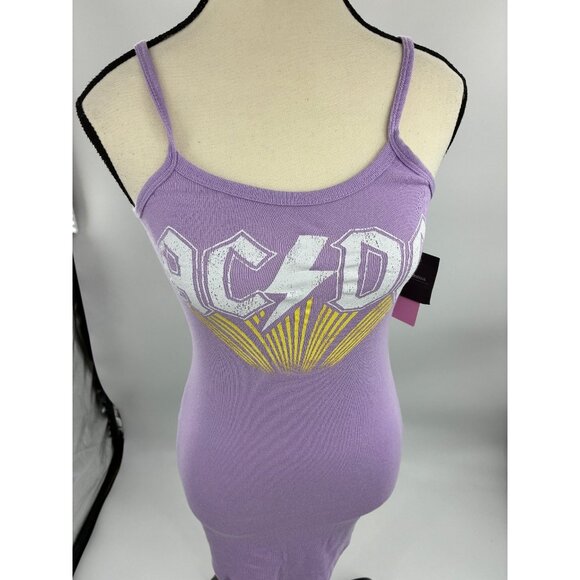 Grayson Threads Womens XS Purple AC/DC Graphic Bodycon Mini Dress Sleeveless - Picture 2 of 7